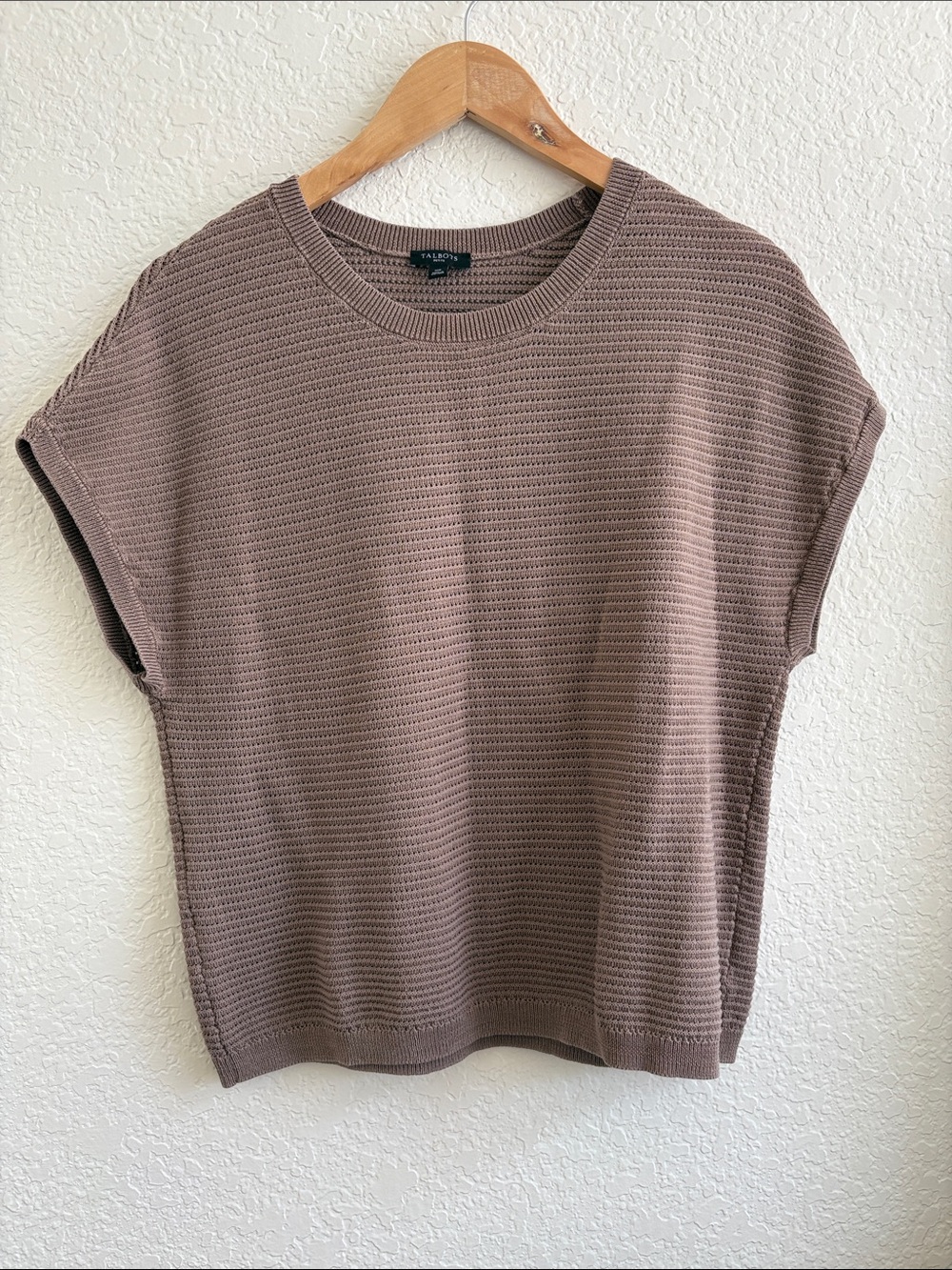 Talbots Brown Knit Blouse Sweater Top Shirt Cotton Size M P